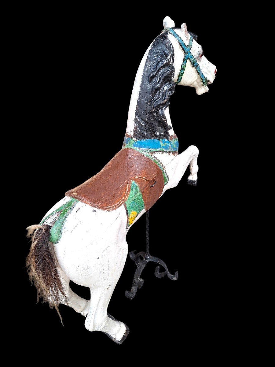 Cheval De Manège en bois sculpté De Gustave Bayol.-photo-2