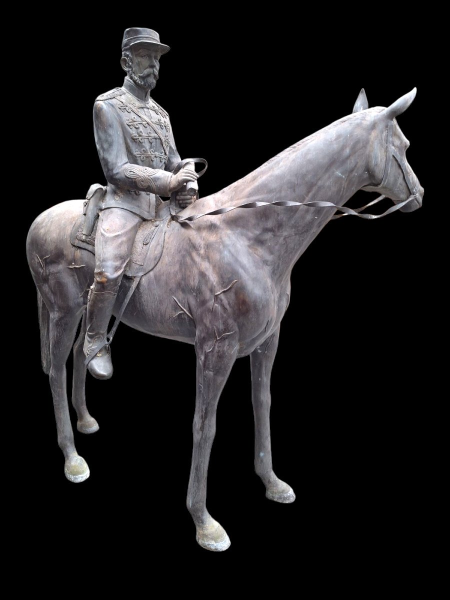 American Civil War Bronze Military Soldier On Horse-photo-3