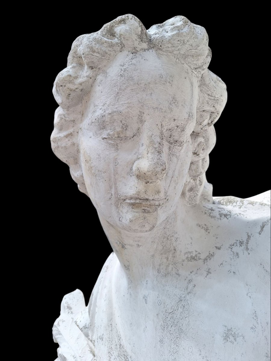 2 Statues d'Anges En Pierre De France, -photo-3