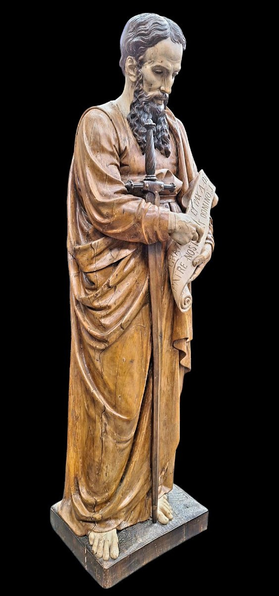 Grand Statue En Bois Du St. Paul-photo-3