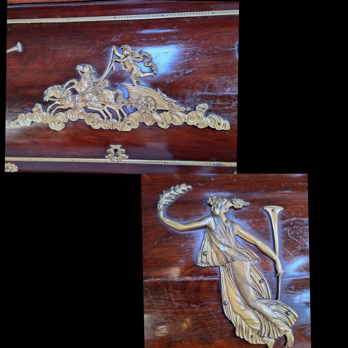 Cylinder Desk In The "empire" Style, Napoleon III Period -photo-8