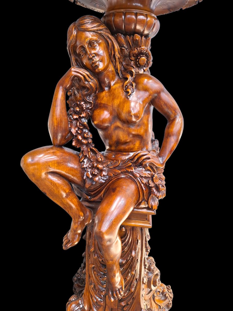 Large Paire Of Pedestals In Carved Walnut-photo-2