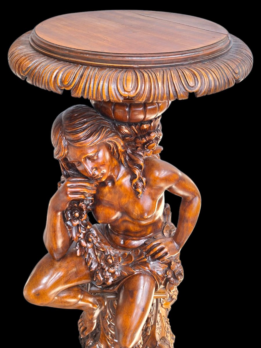 Large Paire Of Pedestals In Carved Walnut-photo-5