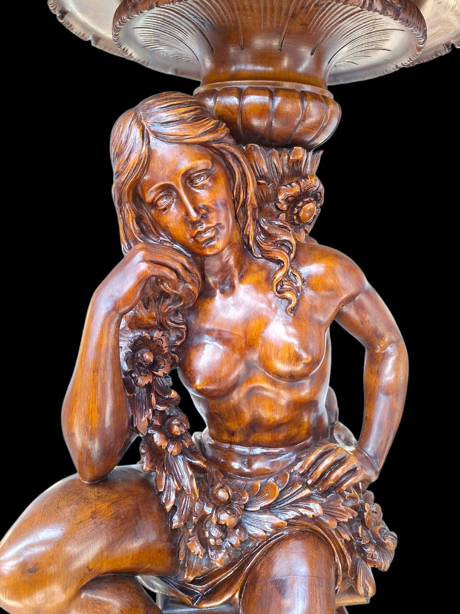 Large Paire Of Pedestals In Carved Walnut-photo-6