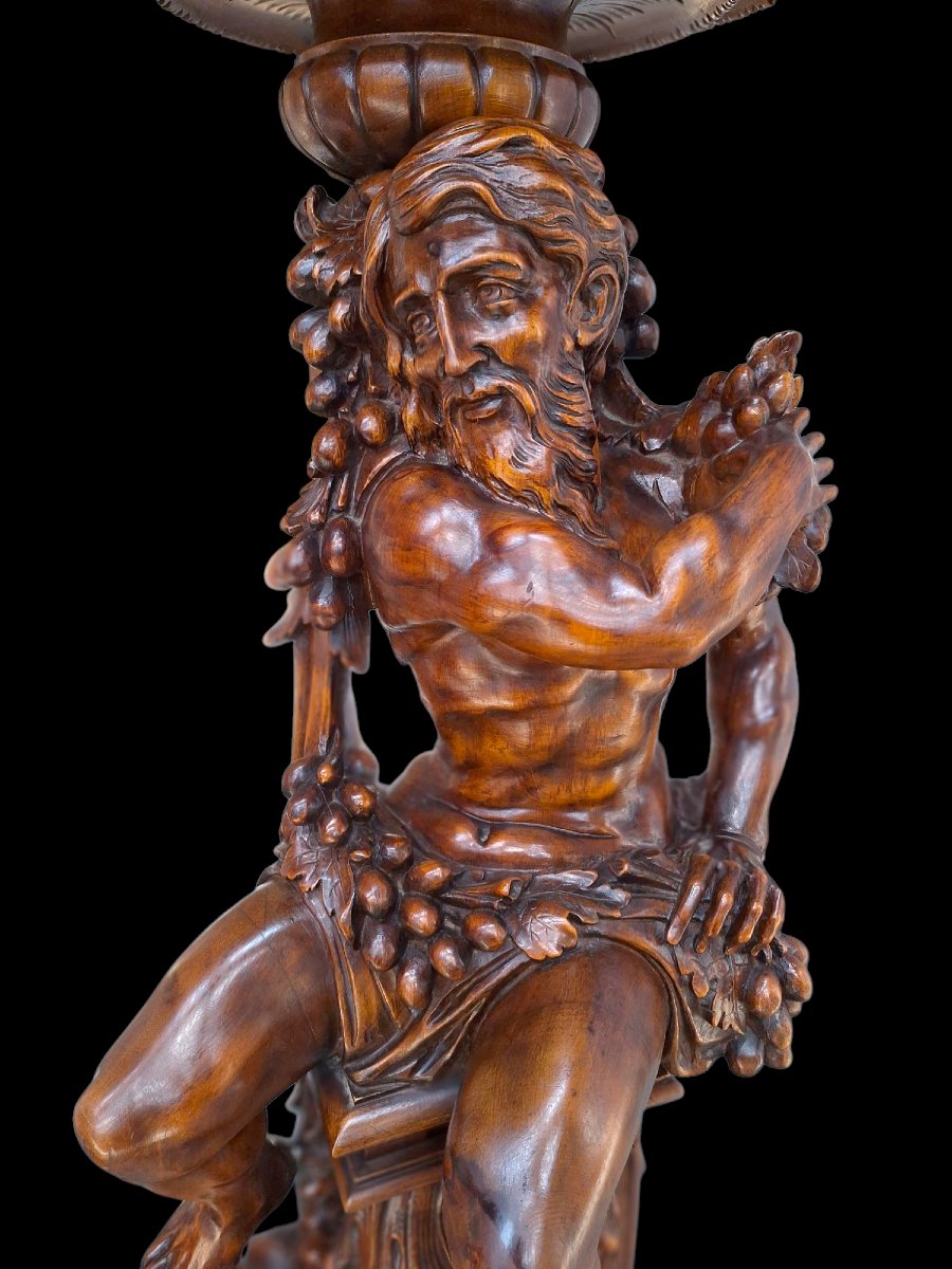 Large Paire Of Pedestals In Carved Walnut-photo-7