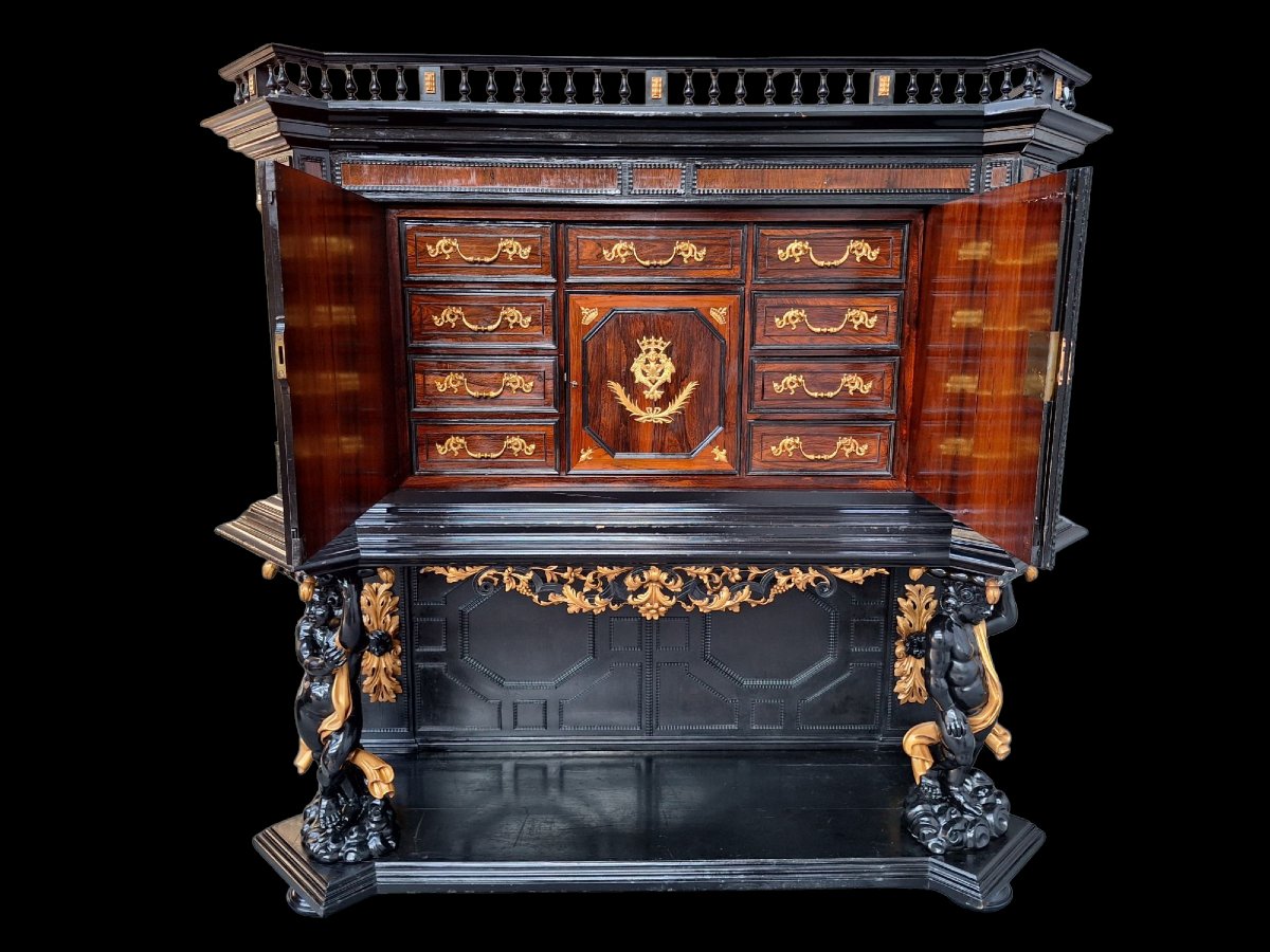 Cabinet Secrétaire En Style Baroque 19ième -photo-3