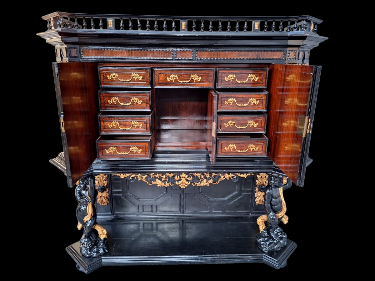 Cabinet Secrétaire En Style Baroque 19ième -photo-1