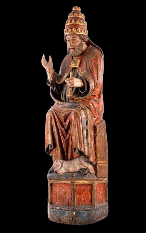Large Wooden Statue Of Saint Peter On His Throne-photo-3