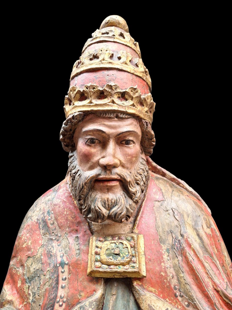 Large Wooden Statue Of Saint Peter On His Throne-photo-1