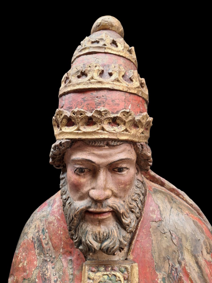 Large Wooden Statue Of Saint Peter On His Throne-photo-8