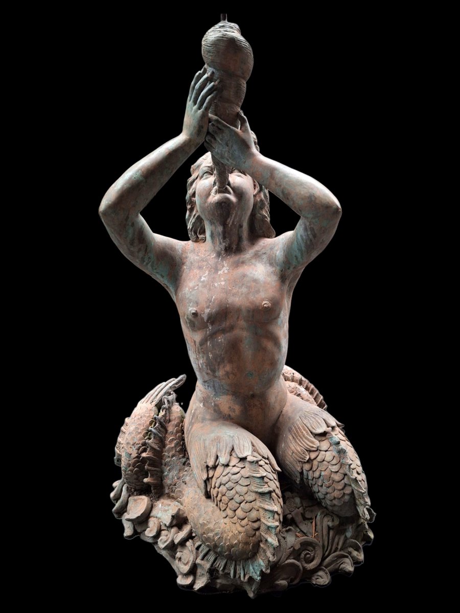 Bronze Fountain Of A Mermaid.-photo-2