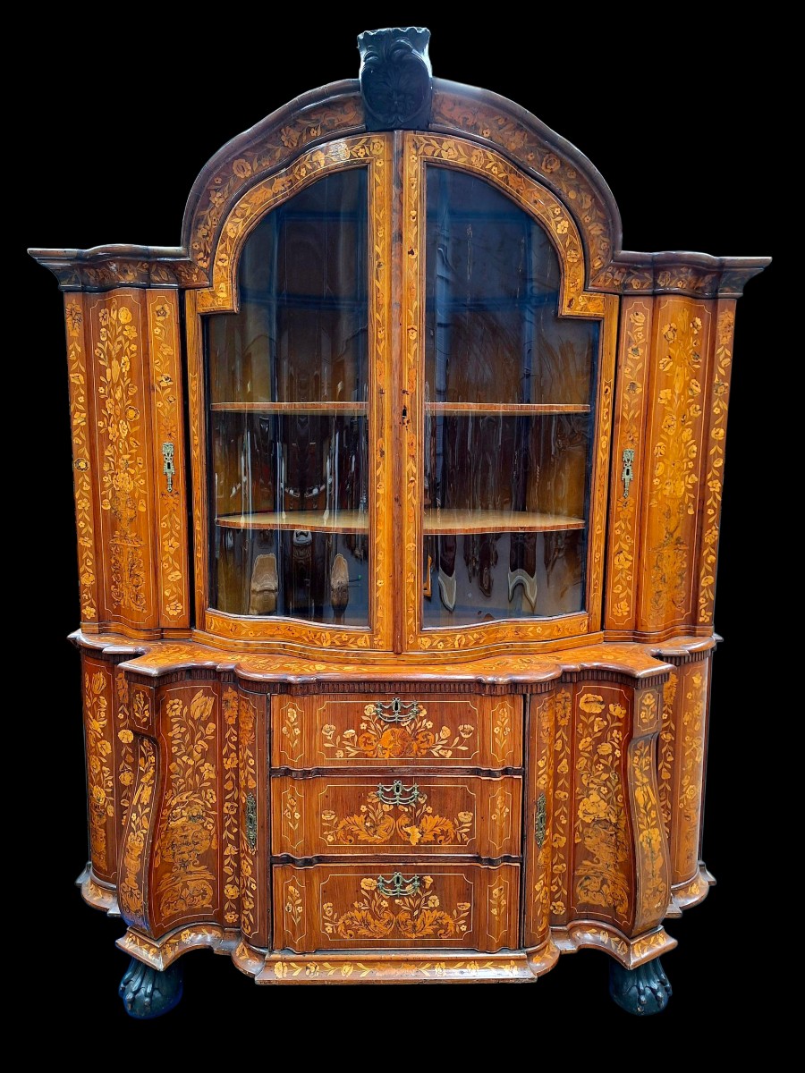Dutch Marquetry Display Case 