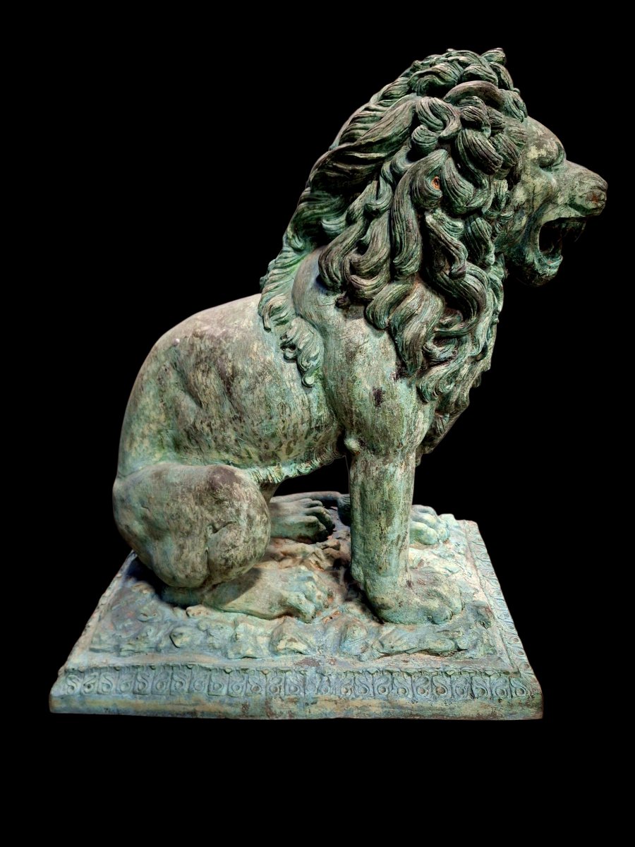 Paire de lions en bronze-photo-3