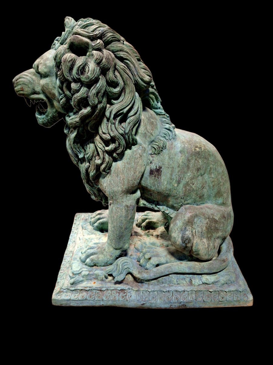 Paire de lions en bronze-photo-4