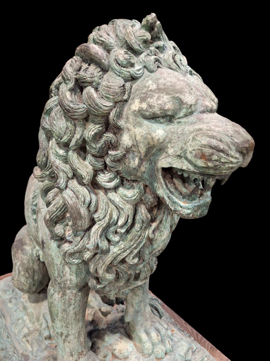 Paire de lions en bronze-photo-1