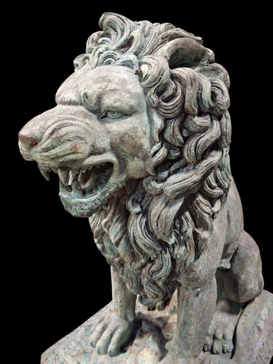 Paire de lions en bronze-photo-2