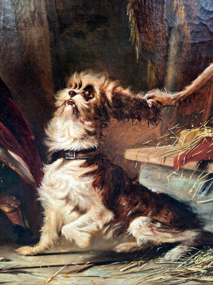 Singerie, Oil On Canvas, 19th Century -photo-1