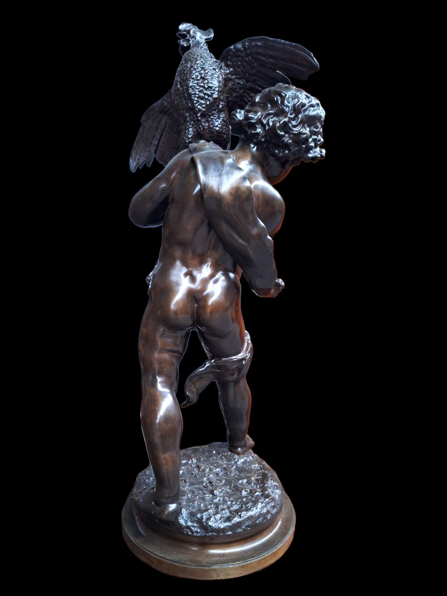 Sculpture en Bronze "Enfant au coq"-photo-2