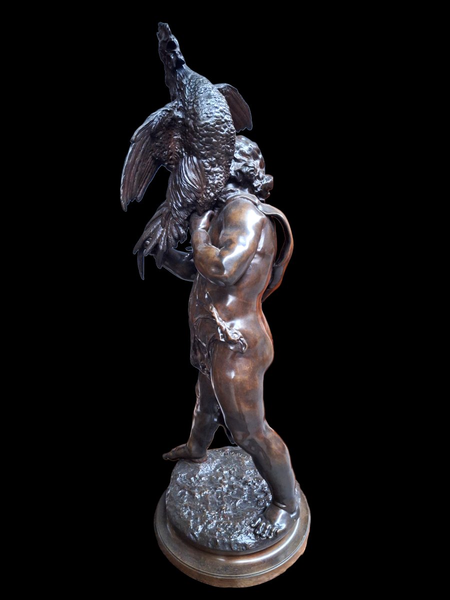 Sculpture en Bronze "Enfant au coq"-photo-4