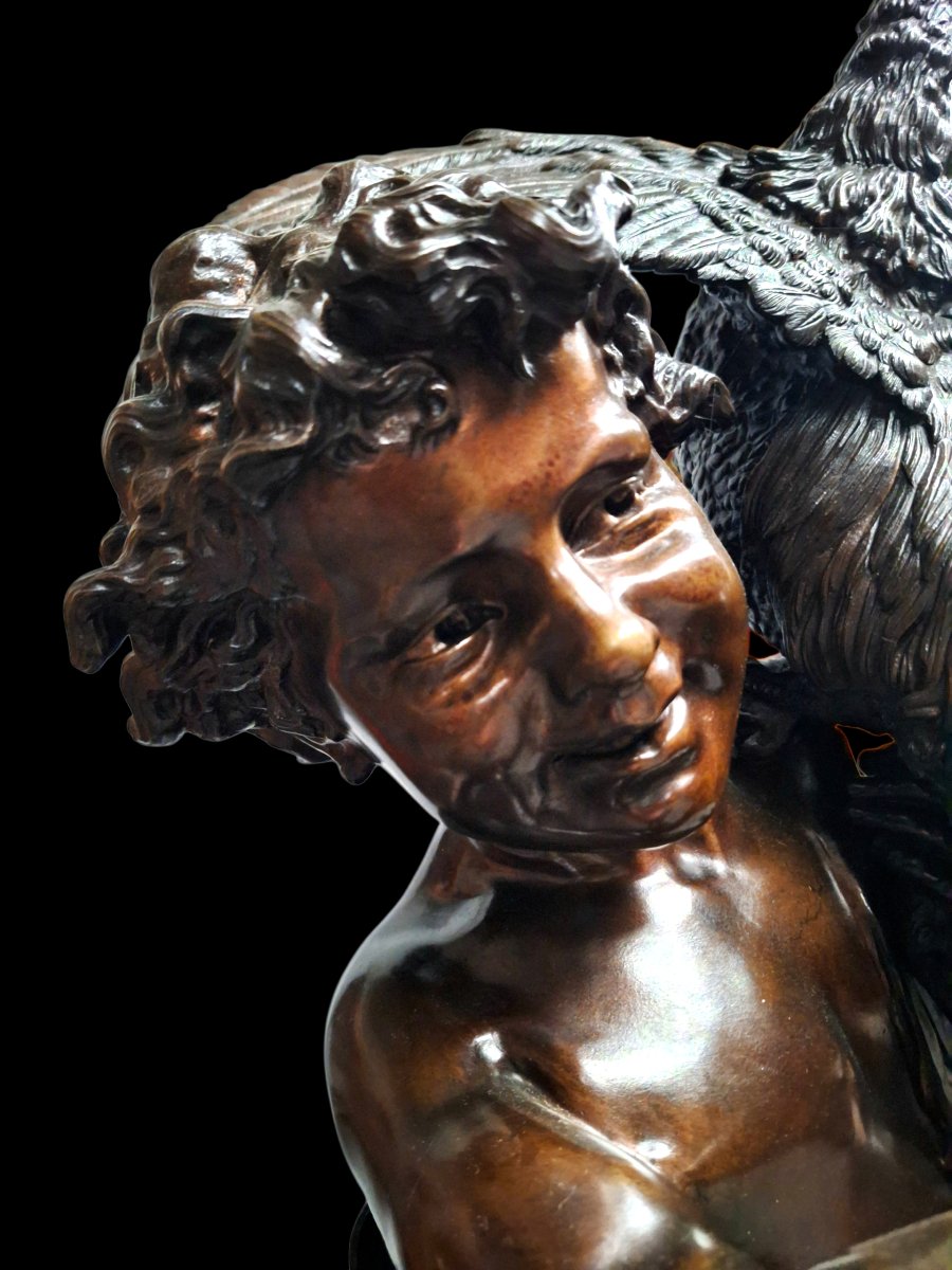 Sculpture en Bronze "Enfant au coq"-photo-6