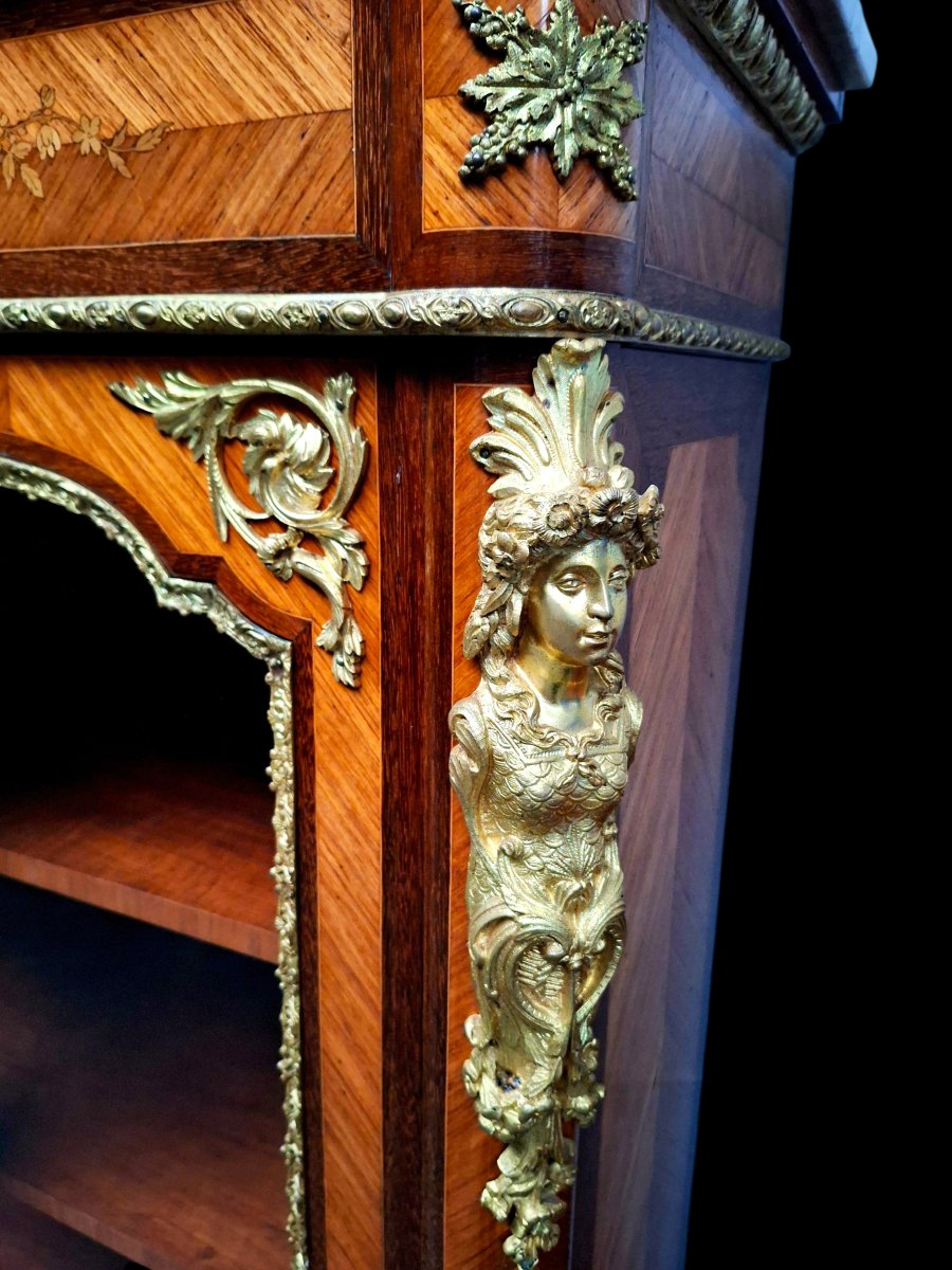 Bibliothèque en marqueterie  et bronze doré -photo-1