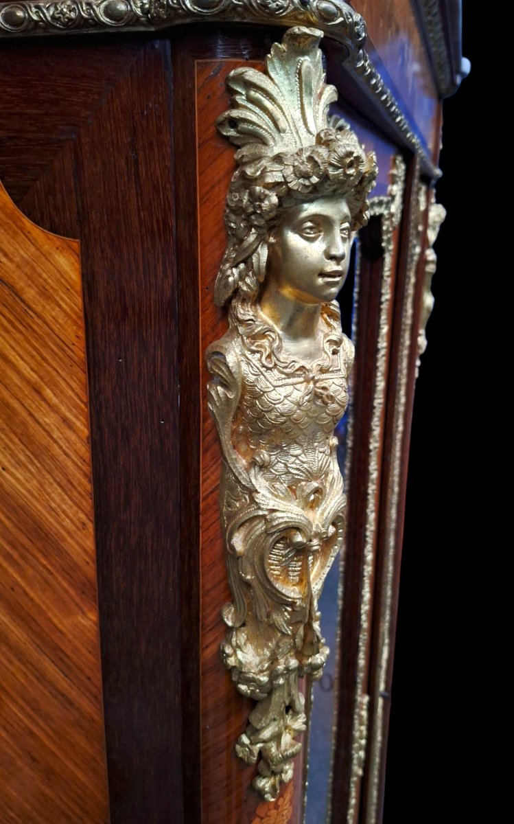 Bibliothèque en marqueterie  et bronze doré -photo-2