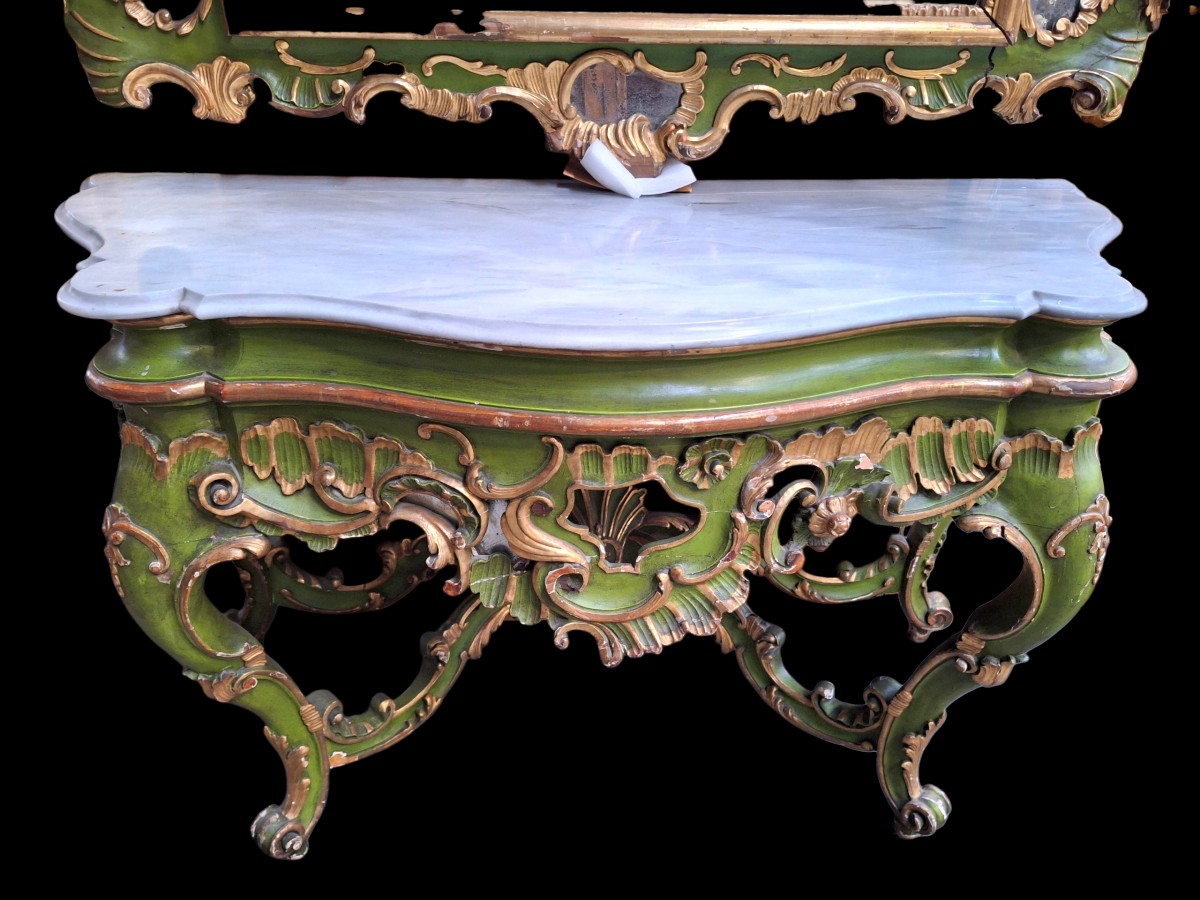 Wall Console With Marble And Mirror.-photo-2