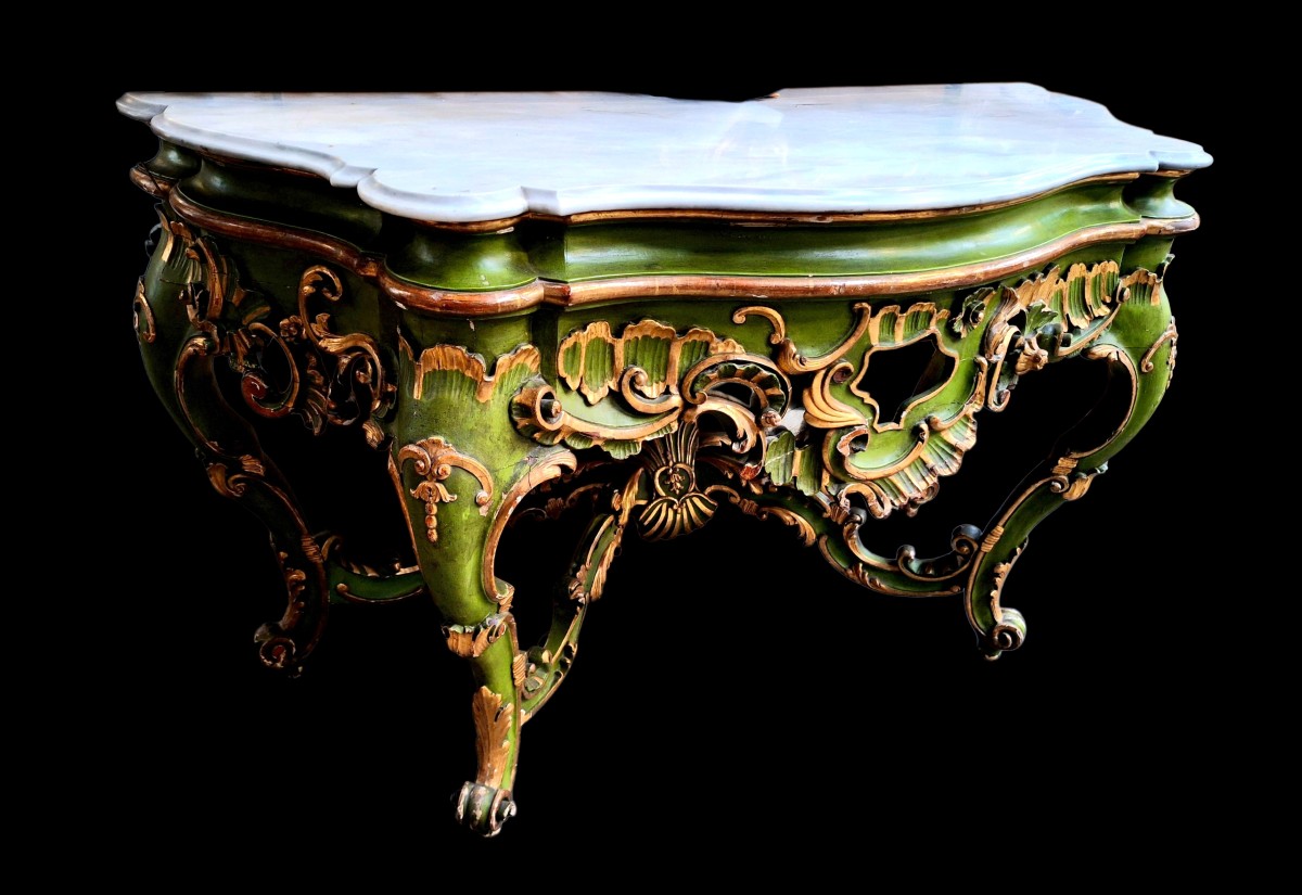 Wall Console With Marble And Mirror.-photo-3