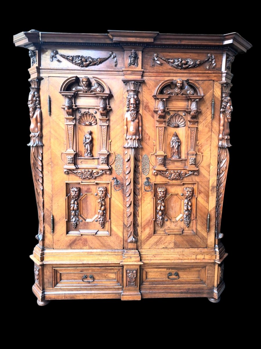 Carved  Baroque Cabinet In Walnut 