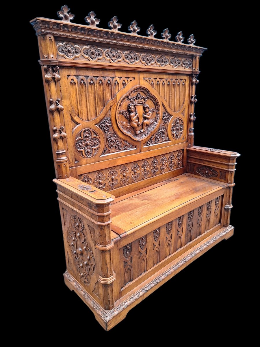 Banc coffre Neo-Gotique -photo-2