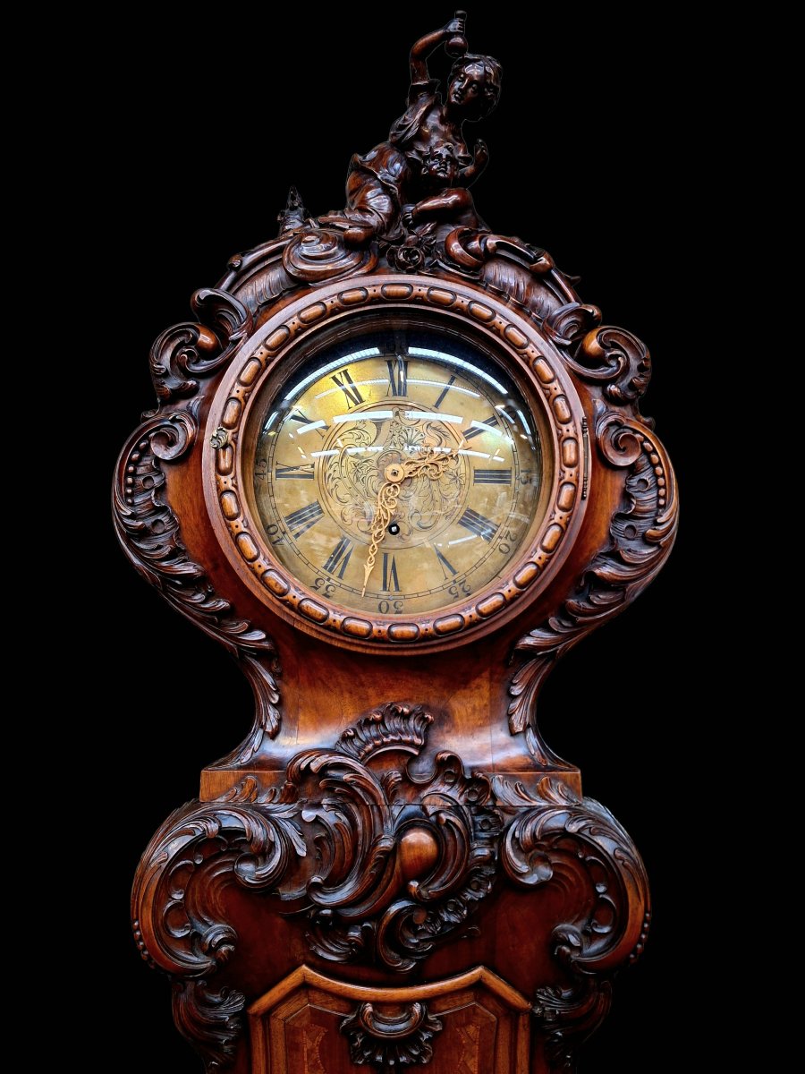 Horloge de parquet en noyer-photo-4