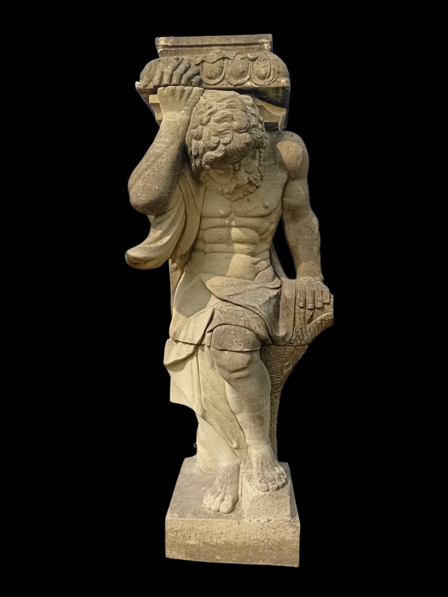 Paire de colonnes en pierre de France -photo-2