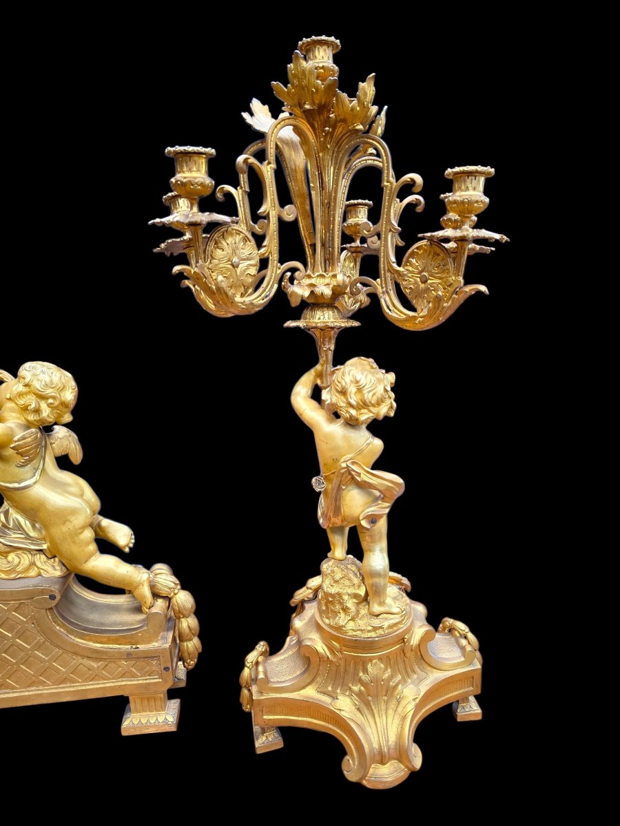 Gilded Bronze Chimney Set-photo-4