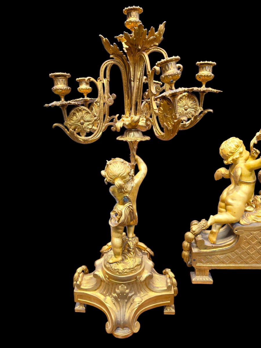 Gilded Bronze Chimney Set-photo-6