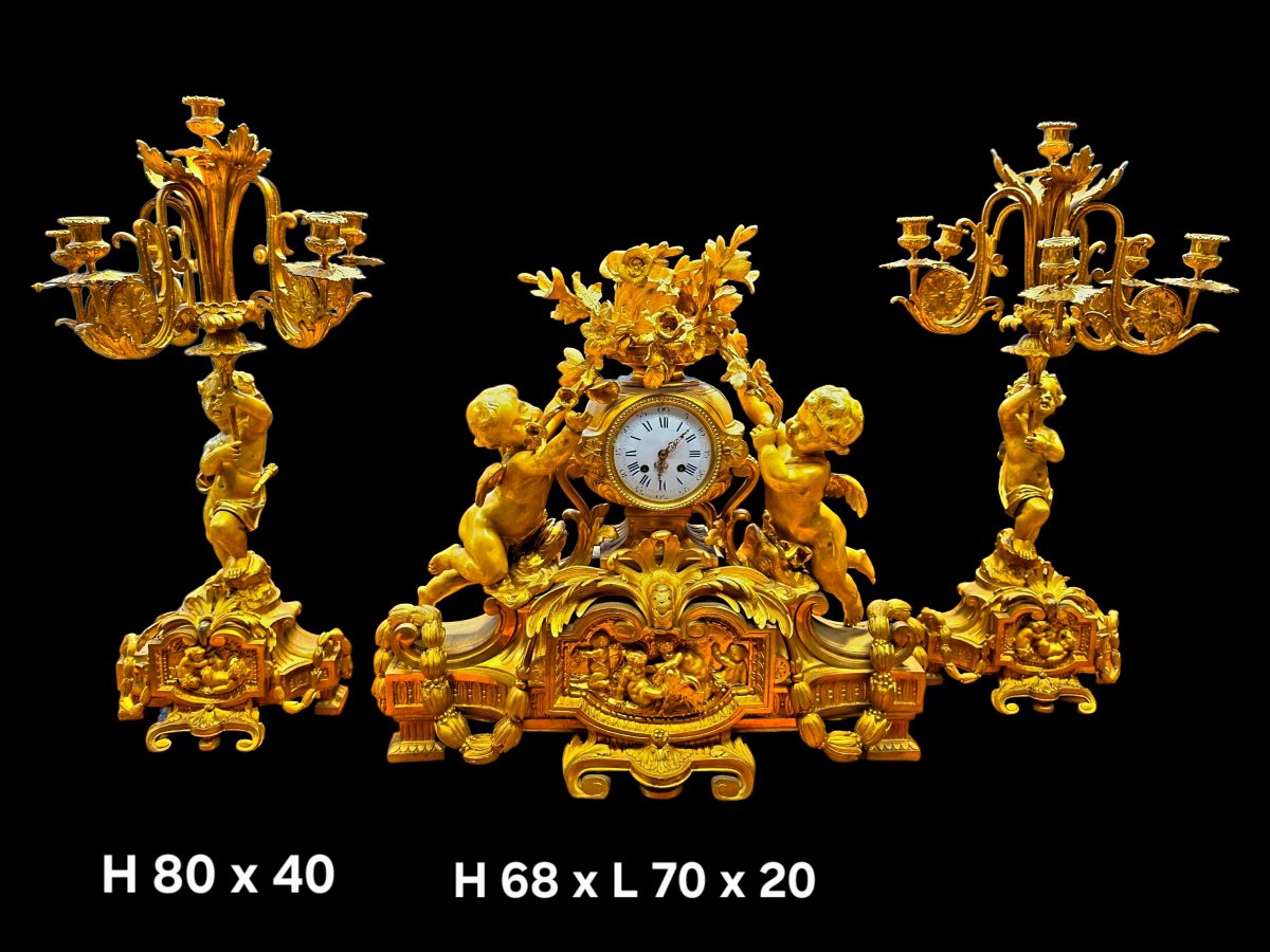 Gilded Bronze Chimney Set-photo-2