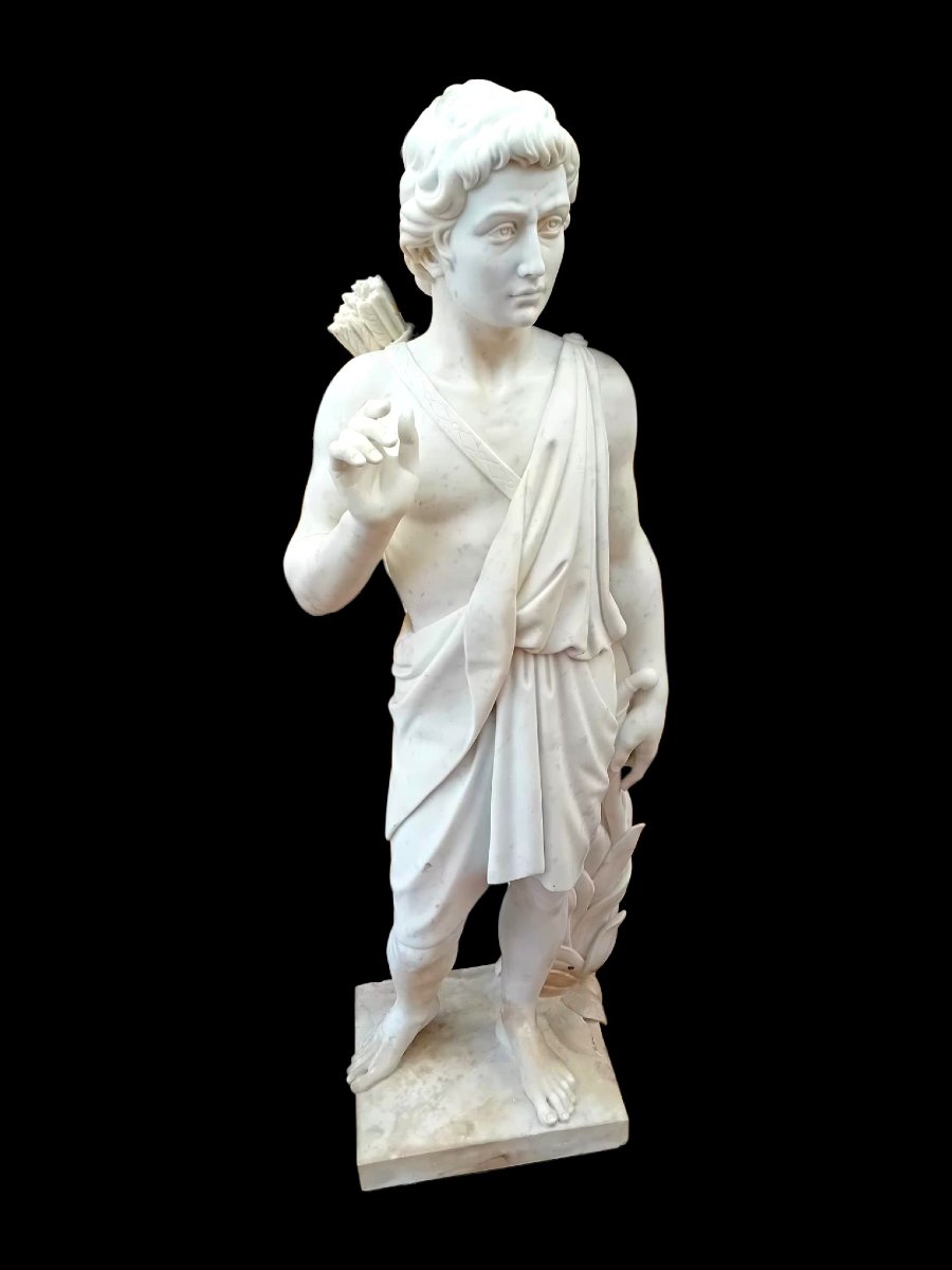 Paire de statues en marbre blanc de carrare.-photo-2
