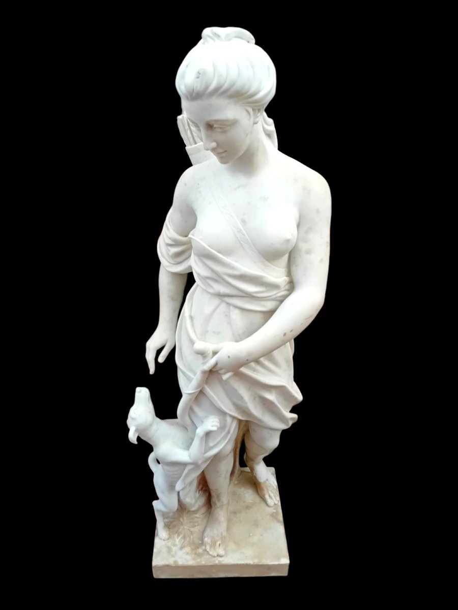 Paire de statues en marbre blanc de carrare.-photo-3