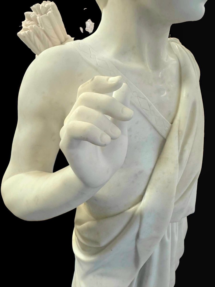 Paire de statues en marbre blanc de carrare.-photo-5