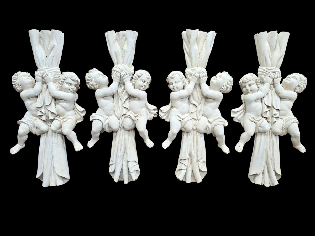 4 sculptures de chérubins 