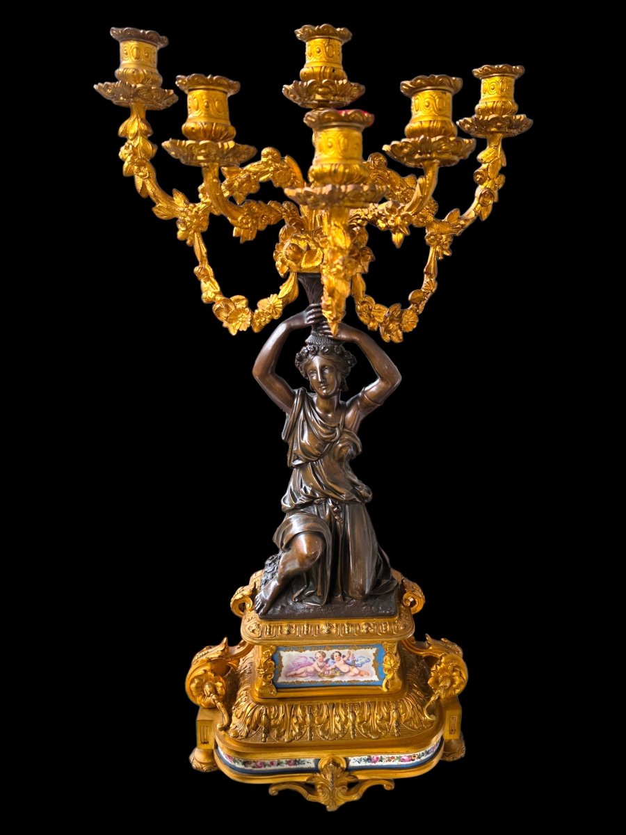 Garniture de cheminée en bronze doré -photo-2