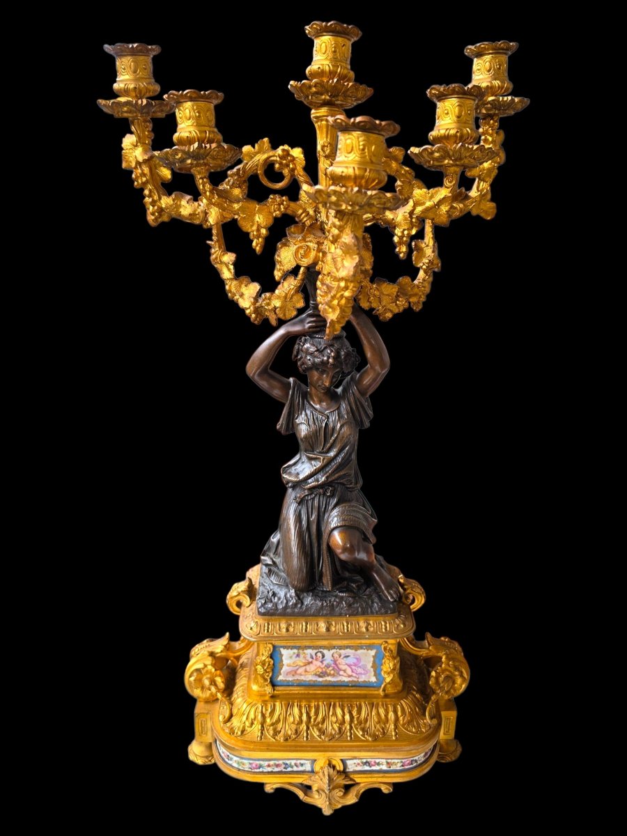 Garniture de cheminée en bronze doré -photo-3
