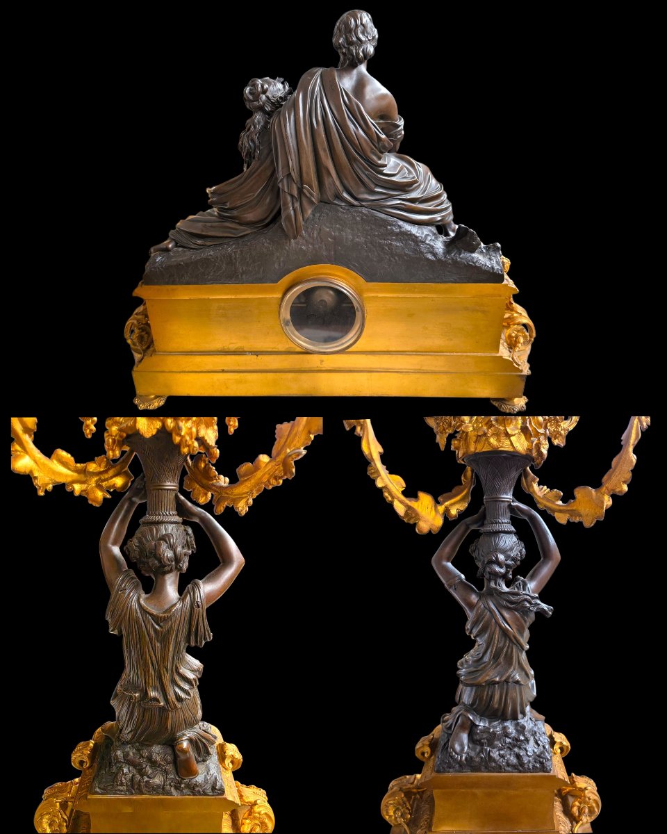 Garniture de cheminée en bronze doré -photo-3