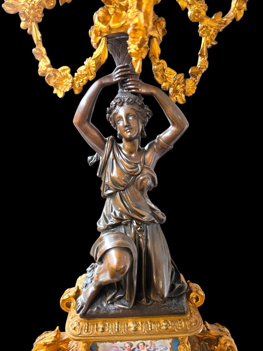 Garniture de cheminée en bronze doré -photo-7