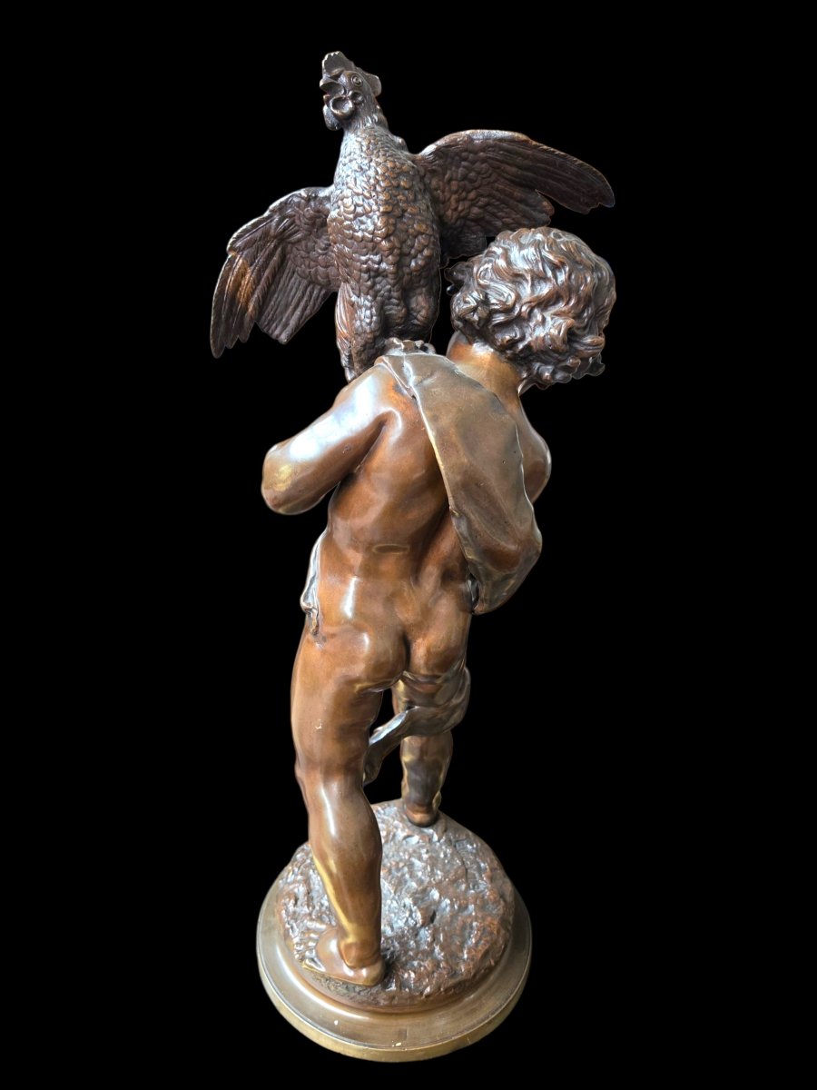 Bronze "l'enfant au coq"-photo-3