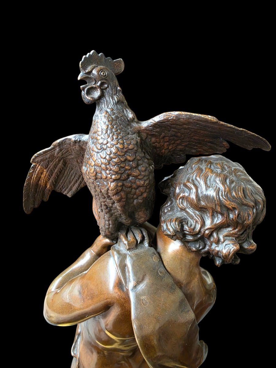 Bronze "l'enfant au coq"-photo-4