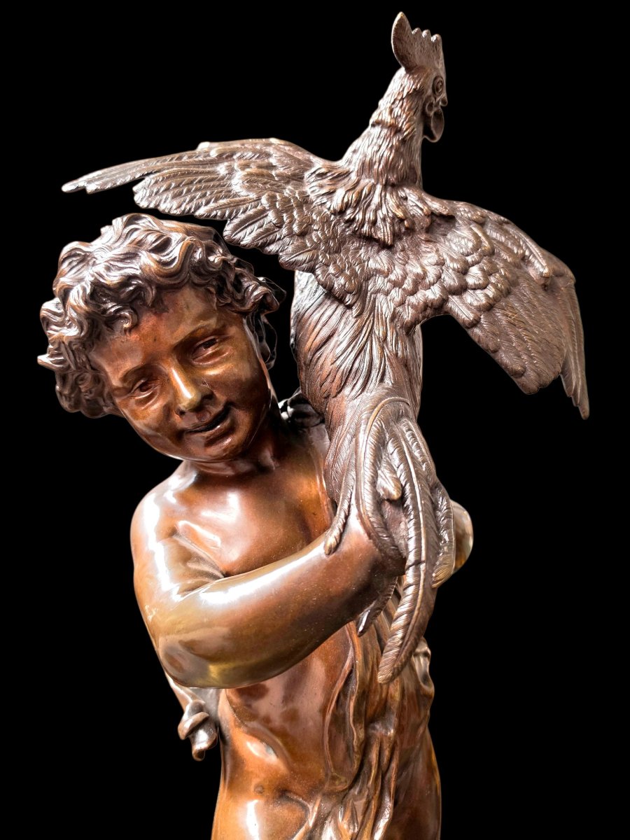 Bronze "l'enfant au coq"-photo-1