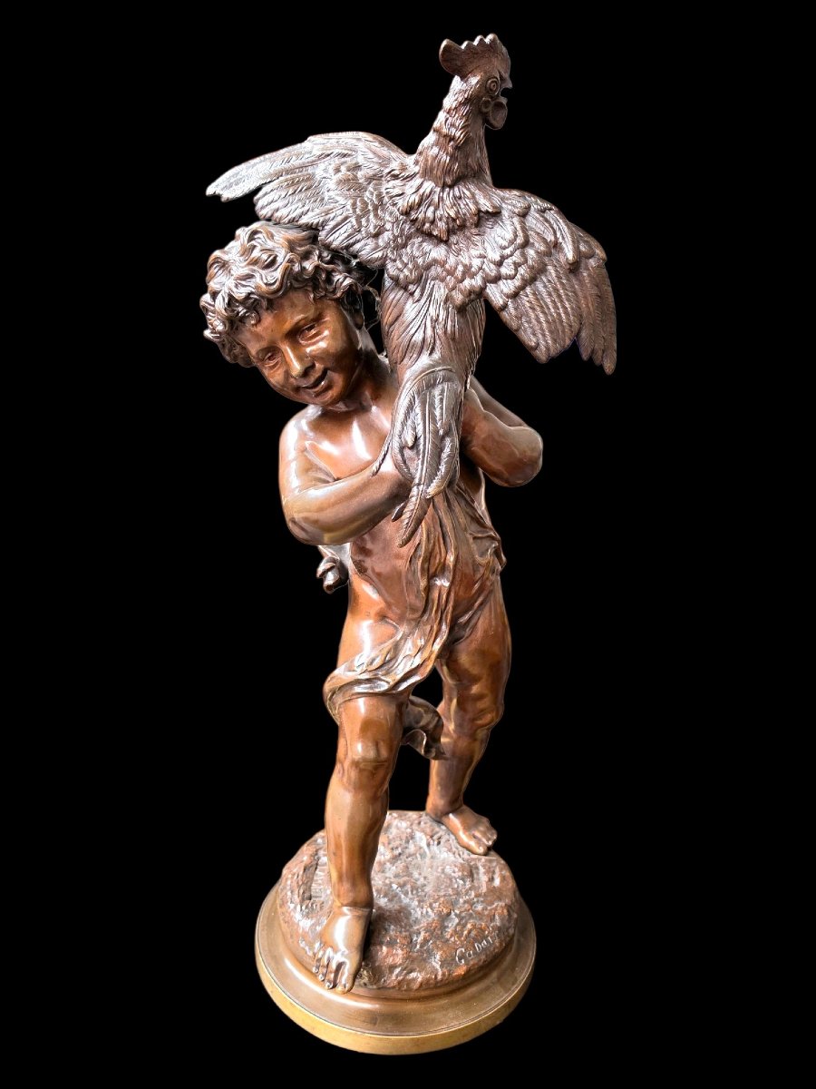 Bronze "l'enfant au coq"
