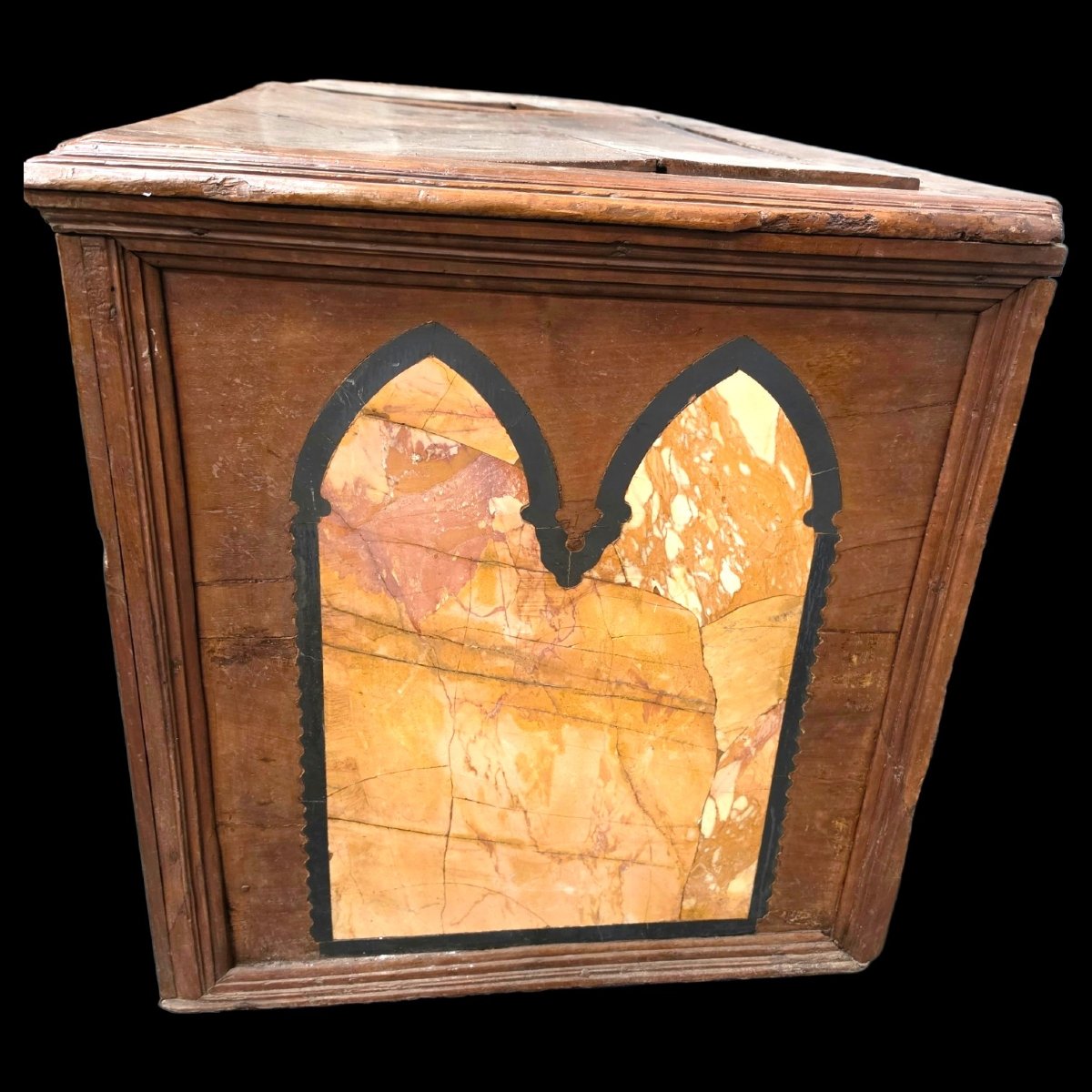 Walnut Chest With Marble Inlay -photo-1