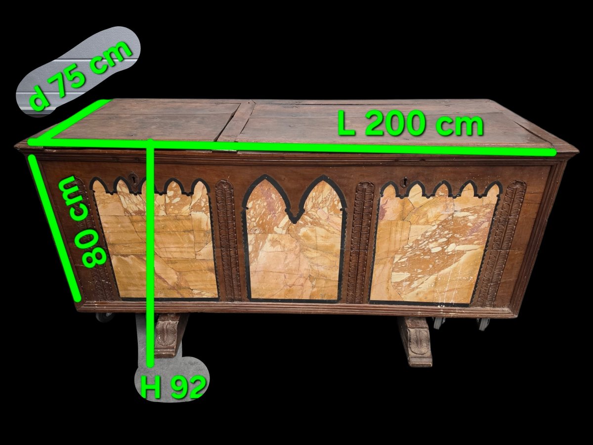 Walnut Chest With Marble Inlay -photo-3
