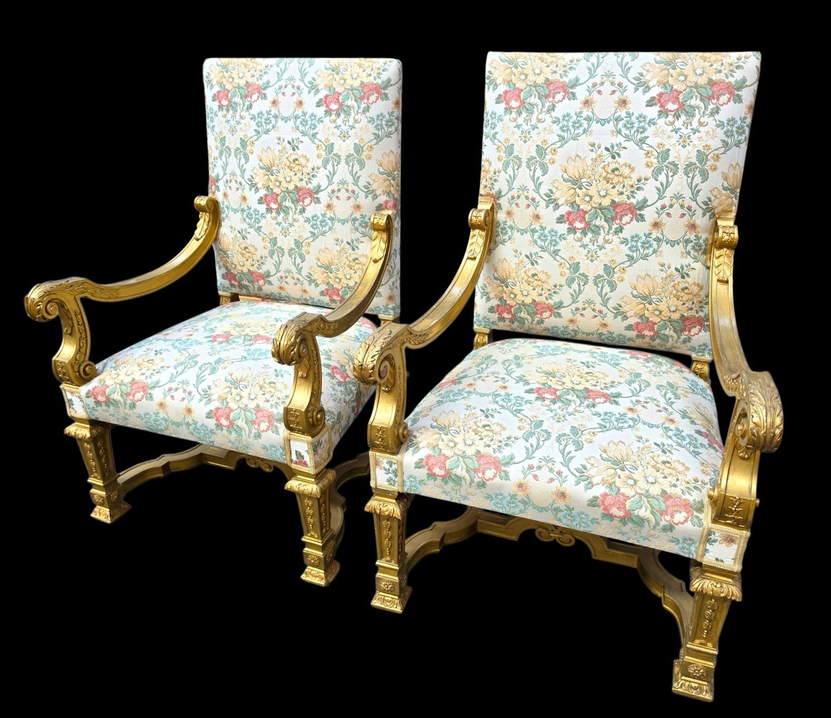 A Pair Of Gilded Wooden Armchairs -photo-4